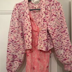 Pink and White Knit Women's Jacket